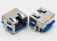 Built - In LED RJ45 PCB Jack Connector Single Port Shielded With EMI Tabs